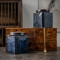 陶瓷茶叶罐木盒高端礼品密封罐存茶罐中号半斤三两礼盒logo批发