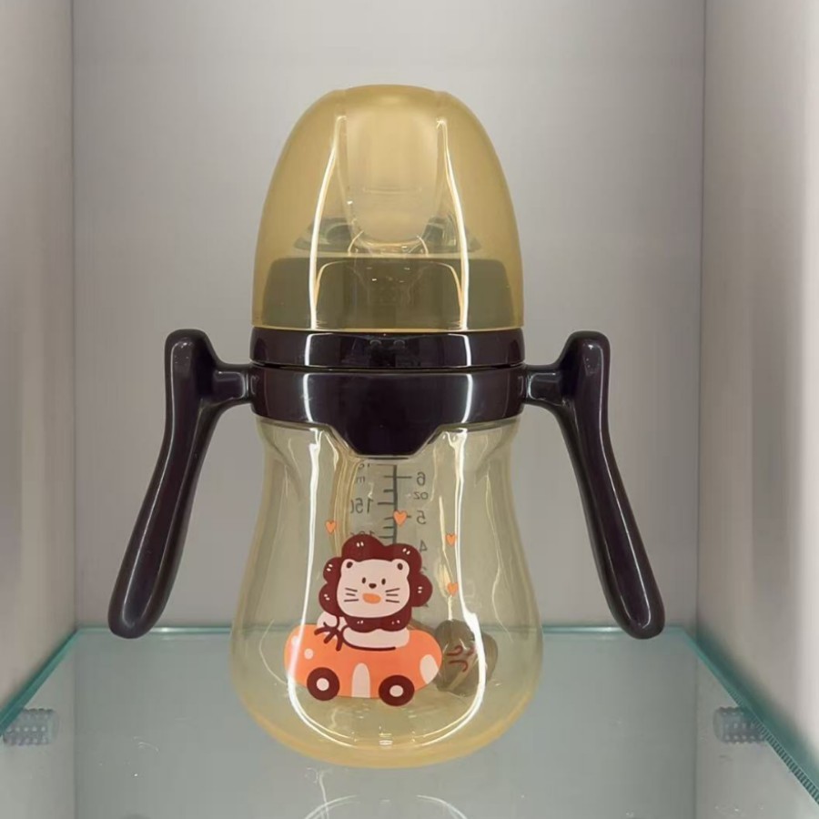 婴儿奶瓶防呛防胀气宽口径奶瓶带手柄宝宝奶瓶带吸管pp奶瓶批发